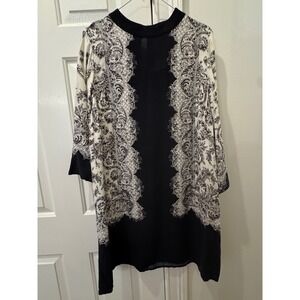 HM Women Black White Paisley Print Shift Dress Size 14 0808732001 Viscose NEW